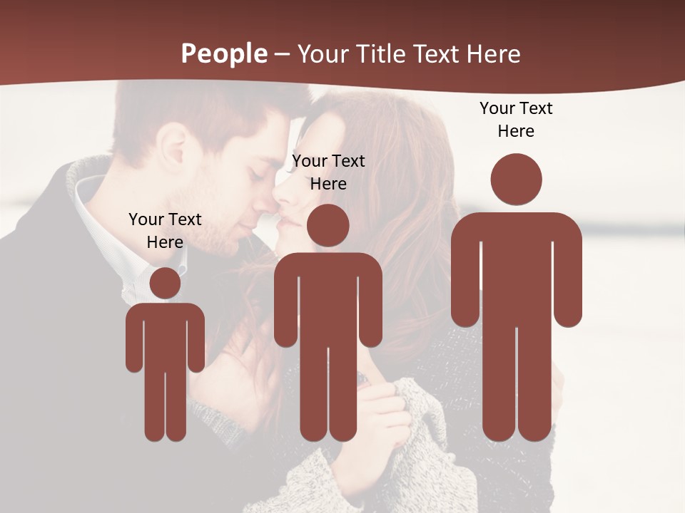 A Man And A Woman Kissing In Front Of A Brown Background PowerPoint Template