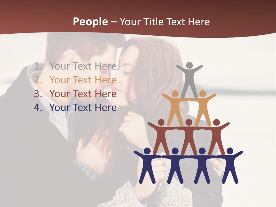A Man And A Woman Kissing In Front Of A Brown Background PowerPoint Template