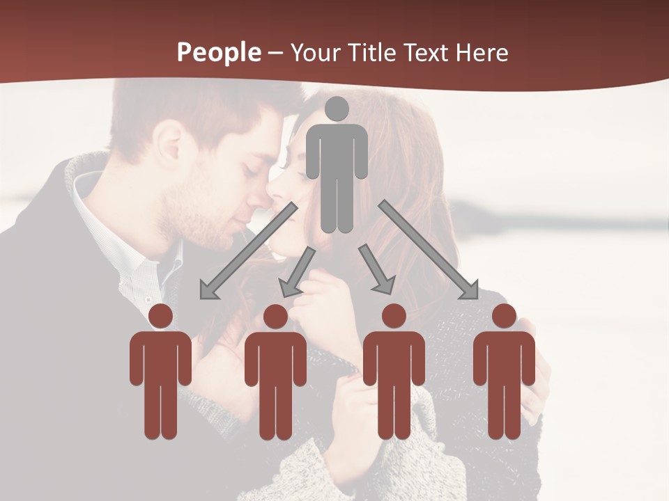A Man And A Woman Kissing In Front Of A Brown Background PowerPoint Template