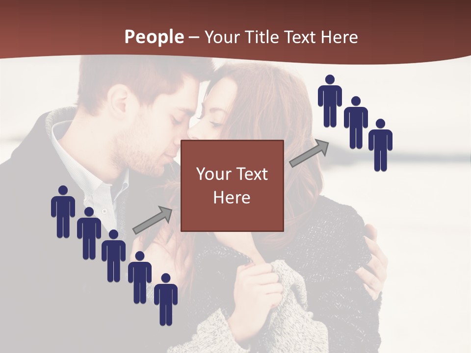 A Man And A Woman Kissing In Front Of A Brown Background PowerPoint Template