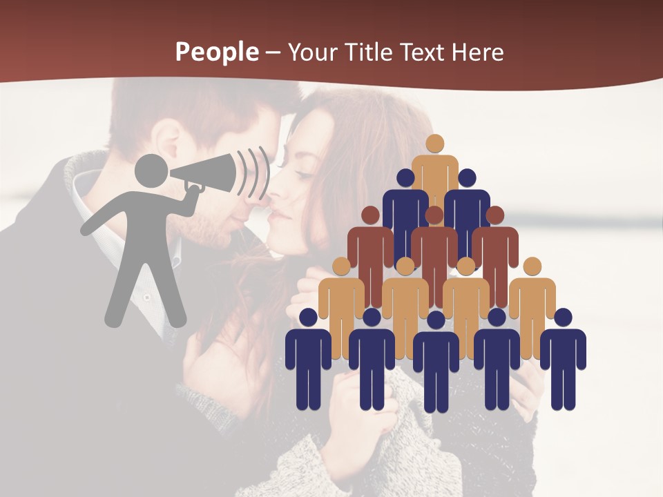 A Man And A Woman Kissing In Front Of A Brown Background PowerPoint Template