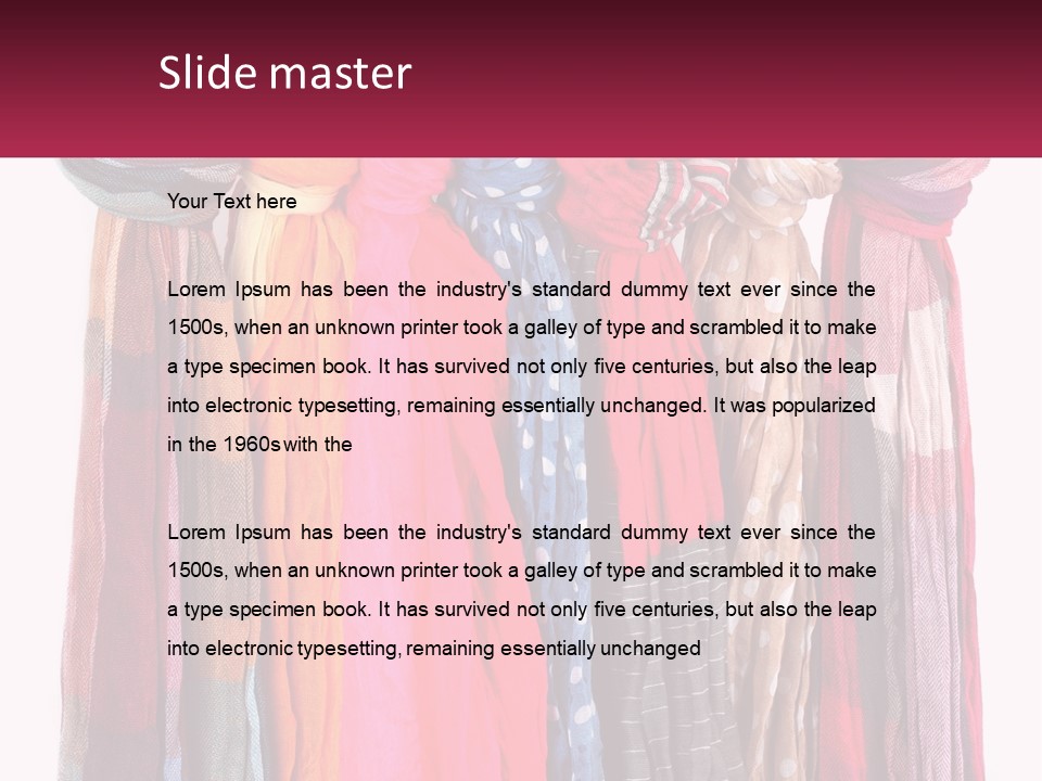 A Bunch Of Scarves Hanging On A Rack PowerPoint Template