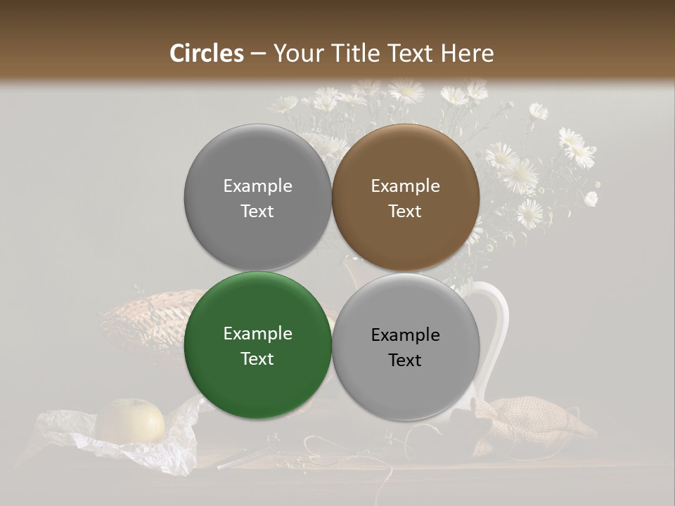 A Vase Of Daisies And Apples On A Table PowerPoint Template