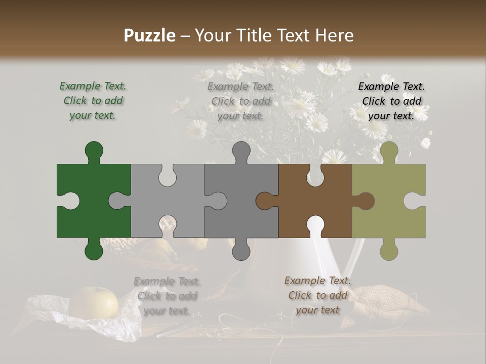 A Vase Of Daisies And Apples On A Table PowerPoint Template