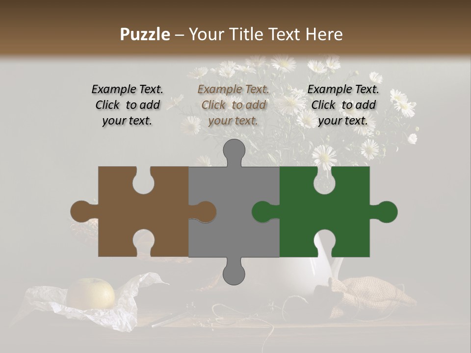 A Vase Of Daisies And Apples On A Table PowerPoint Template