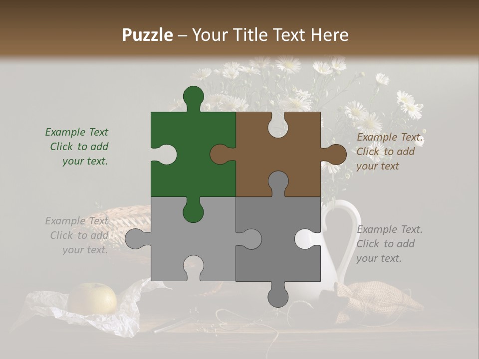 A Vase Of Daisies And Apples On A Table PowerPoint Template