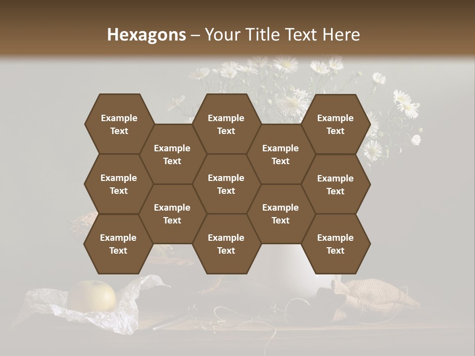 A Vase Of Daisies And Apples On A Table PowerPoint Template