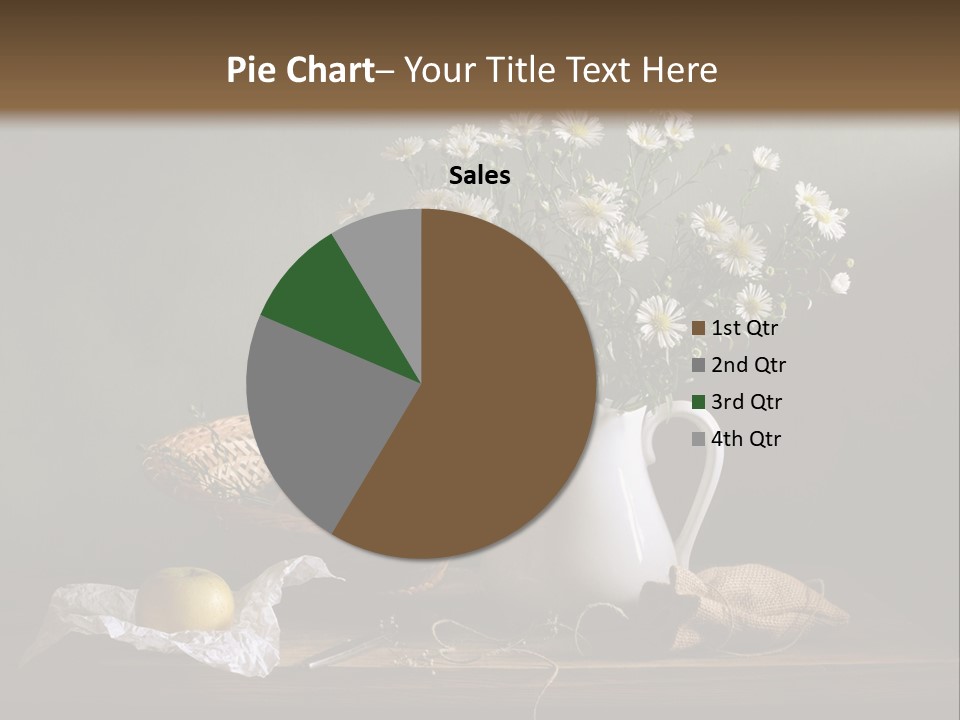 A Vase Of Daisies And Apples On A Table PowerPoint Template