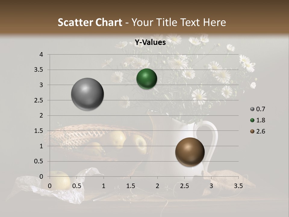 A Vase Of Daisies And Apples On A Table PowerPoint Template