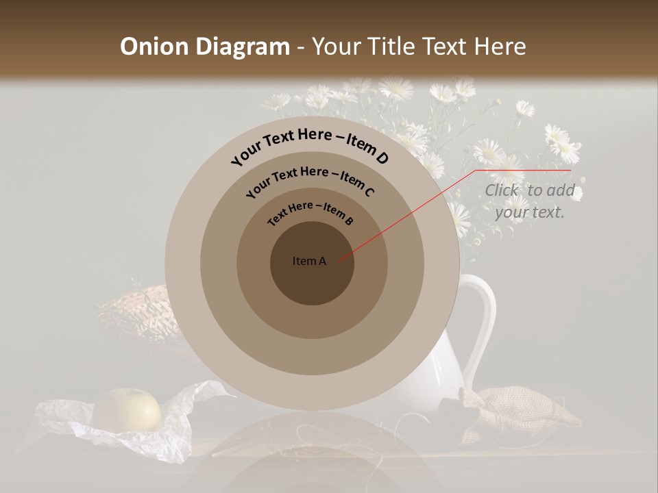 A Vase Of Daisies And Apples On A Table PowerPoint Template