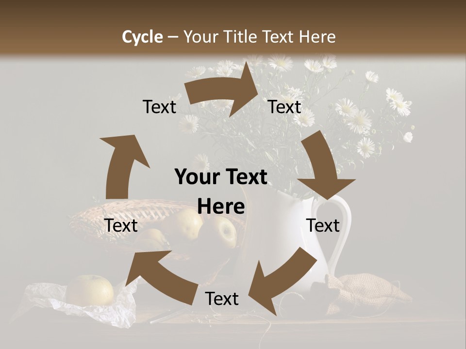 A Vase Of Daisies And Apples On A Table PowerPoint Template