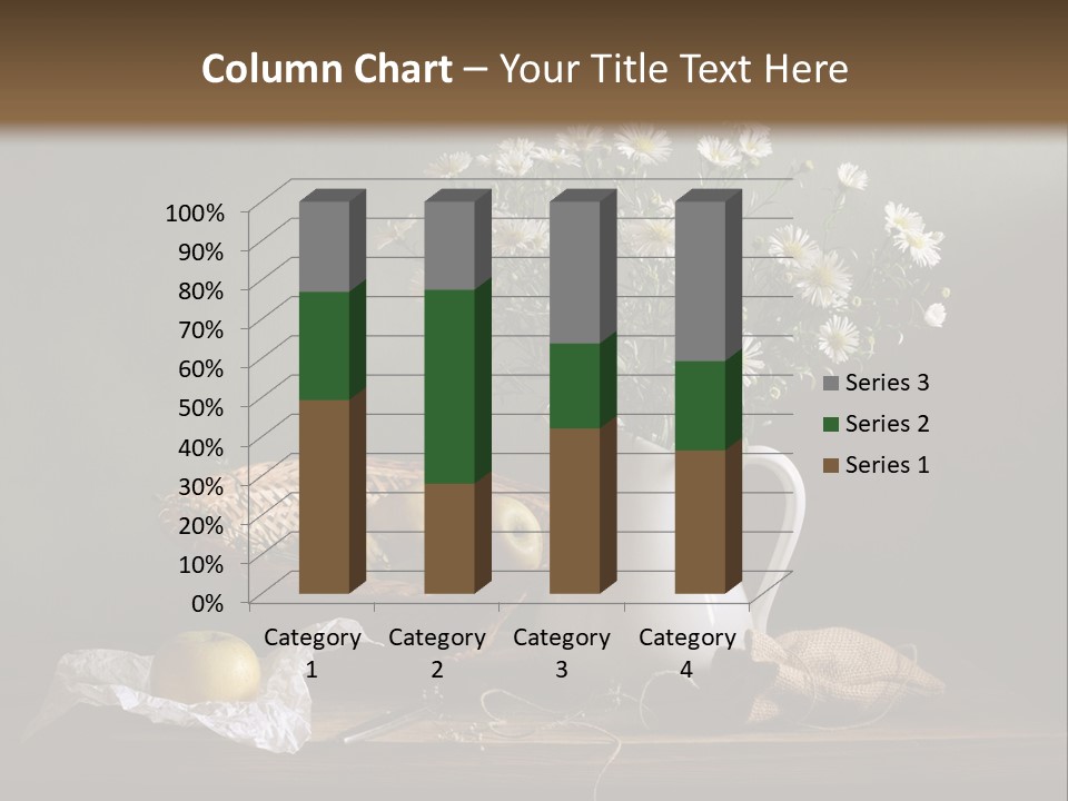 A Vase Of Daisies And Apples On A Table PowerPoint Template