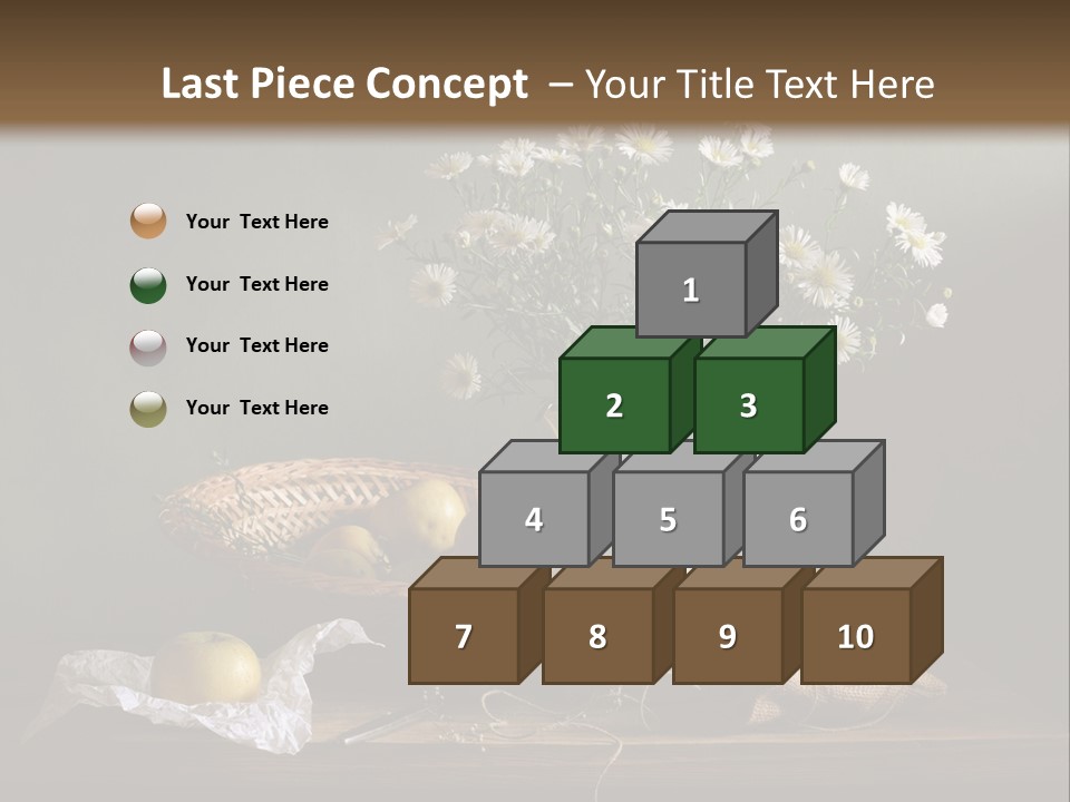 A Vase Of Daisies And Apples On A Table PowerPoint Template