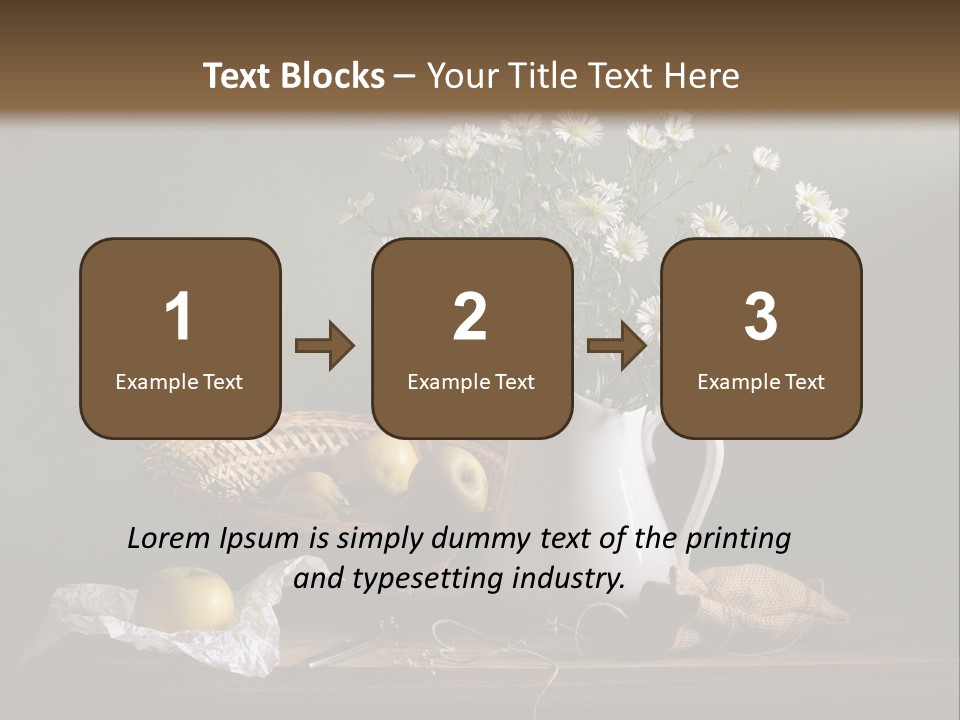 A Vase Of Daisies And Apples On A Table PowerPoint Template