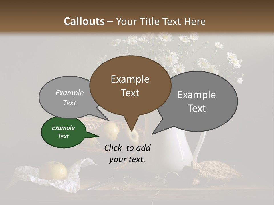 A Vase Of Daisies And Apples On A Table PowerPoint Template