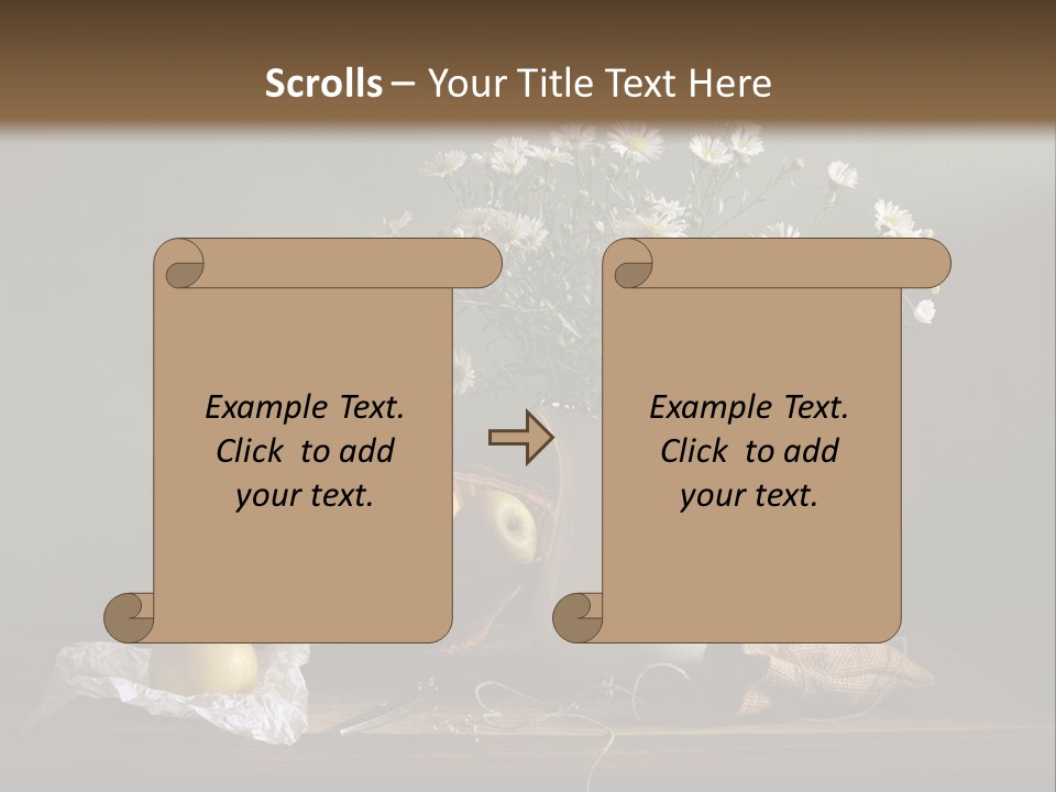 A Vase Of Daisies And Apples On A Table PowerPoint Template