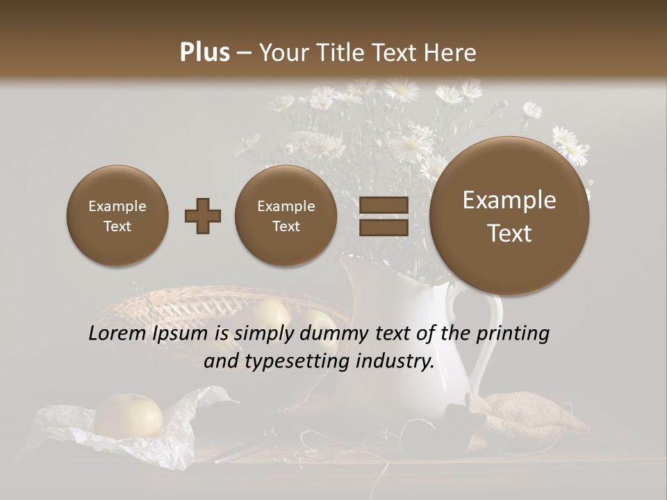 A Vase Of Daisies And Apples On A Table PowerPoint Template