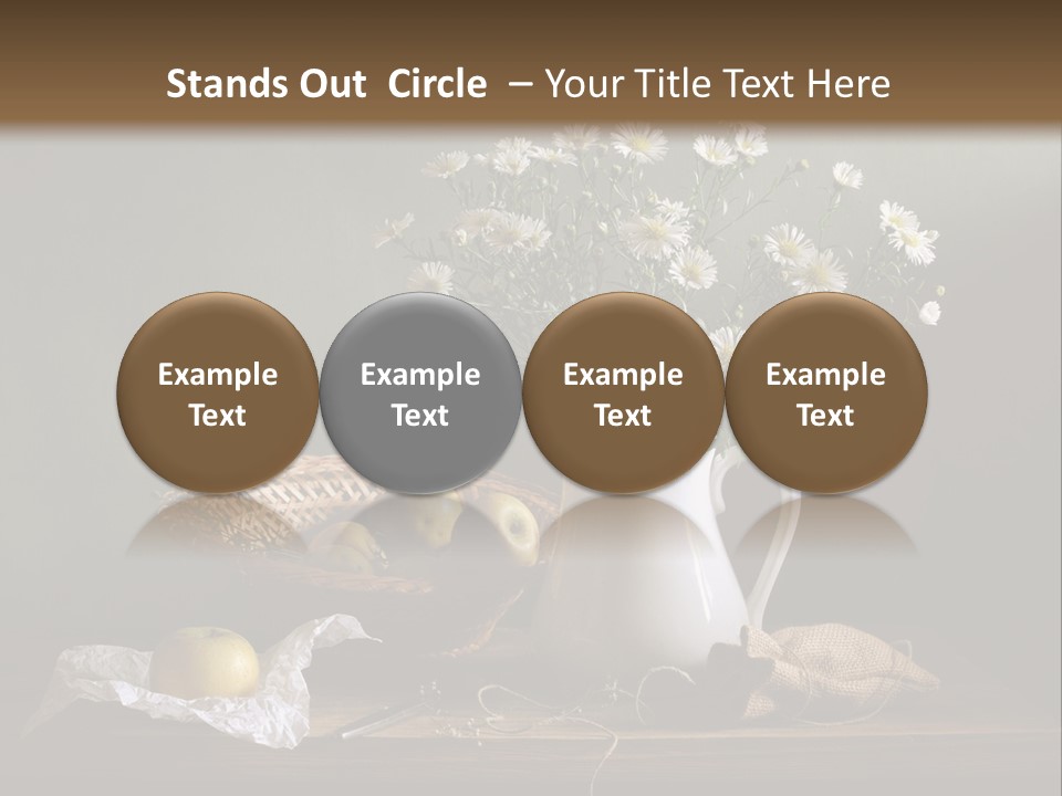 A Vase Of Daisies And Apples On A Table PowerPoint Template