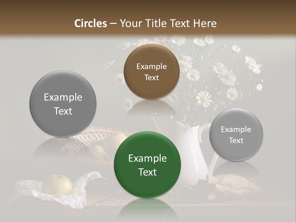 A Vase Of Daisies And Apples On A Table PowerPoint Template