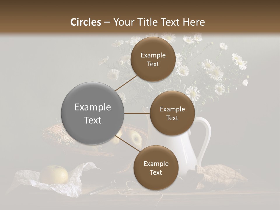 A Vase Of Daisies And Apples On A Table PowerPoint Template