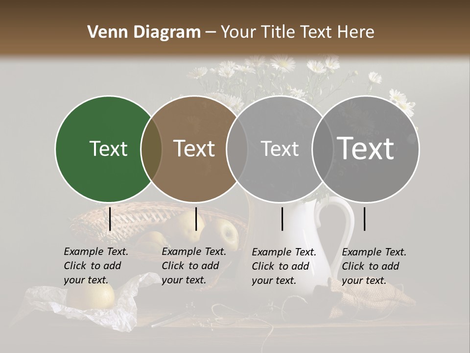 A Vase Of Daisies And Apples On A Table PowerPoint Template