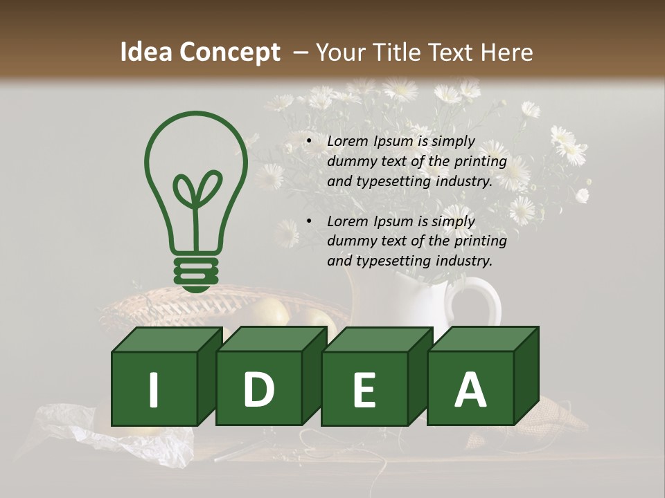 A Vase Of Daisies And Apples On A Table PowerPoint Template