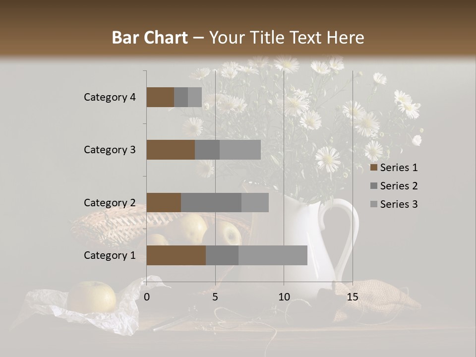 A Vase Of Daisies And Apples On A Table PowerPoint Template