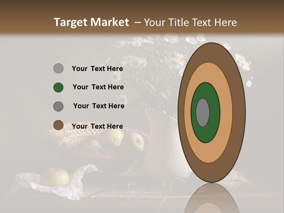 A Vase Of Daisies And Apples On A Table PowerPoint Template
