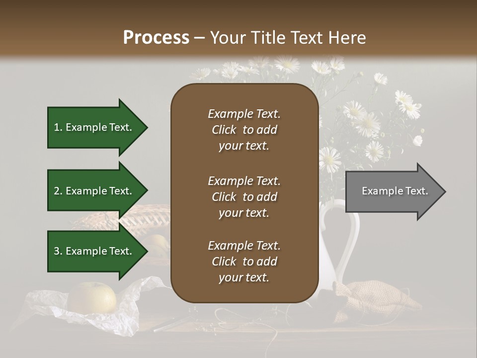 A Vase Of Daisies And Apples On A Table PowerPoint Template