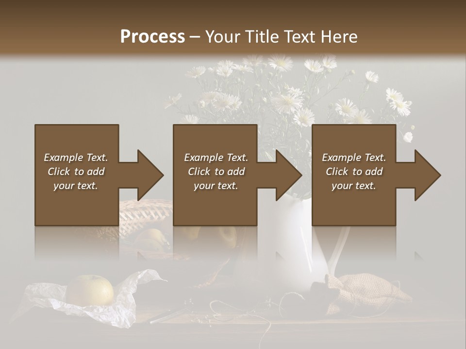 A Vase Of Daisies And Apples On A Table PowerPoint Template