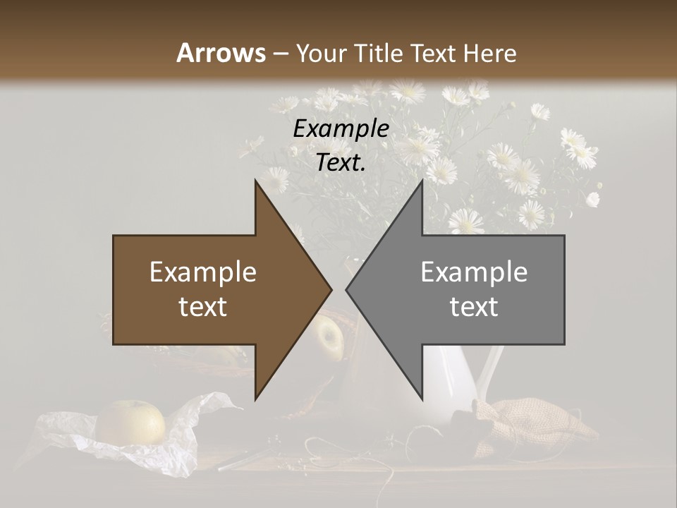 A Vase Of Daisies And Apples On A Table PowerPoint Template