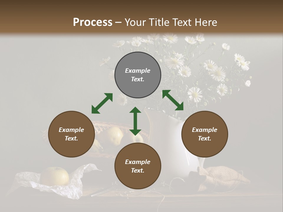 A Vase Of Daisies And Apples On A Table PowerPoint Template