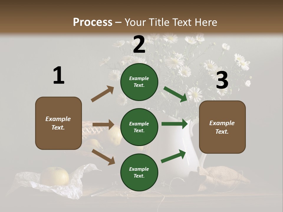A Vase Of Daisies And Apples On A Table PowerPoint Template