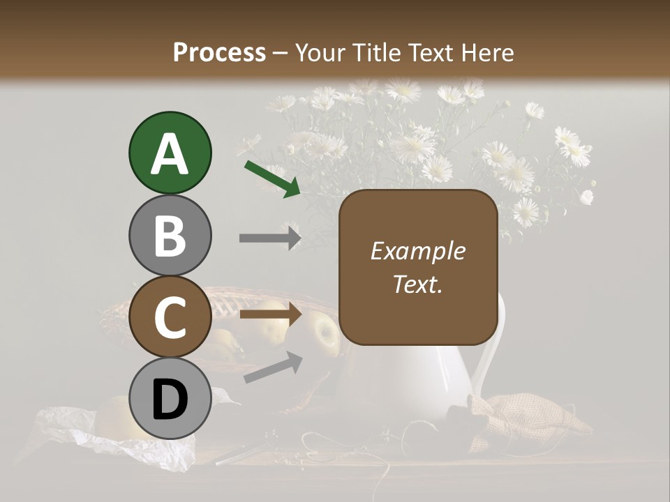 A Vase Of Daisies And Apples On A Table PowerPoint Template