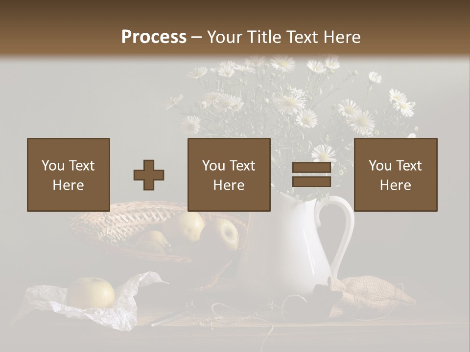 A Vase Of Daisies And Apples On A Table PowerPoint Template