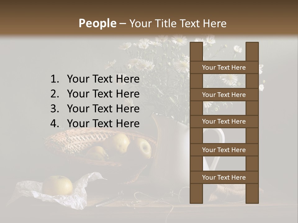 A Vase Of Daisies And Apples On A Table PowerPoint Template