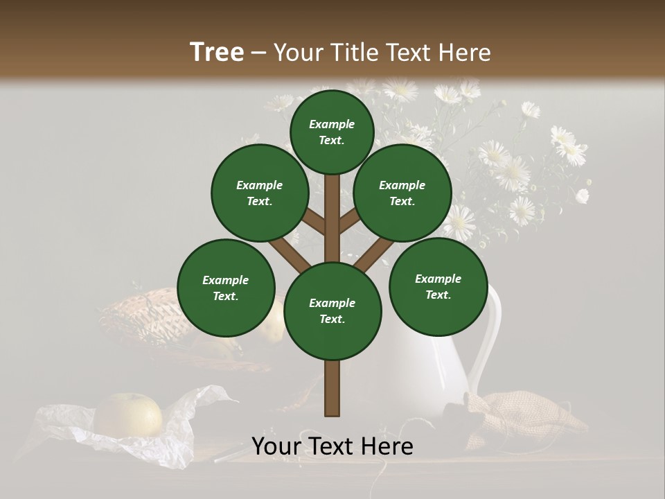 A Vase Of Daisies And Apples On A Table PowerPoint Template