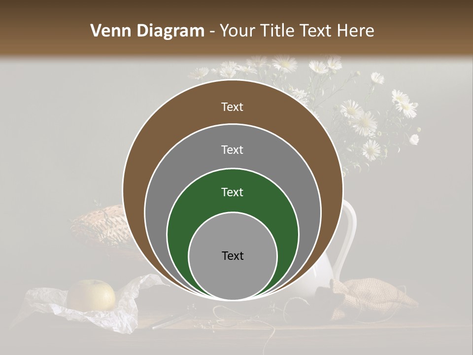 A Vase Of Daisies And Apples On A Table PowerPoint Template