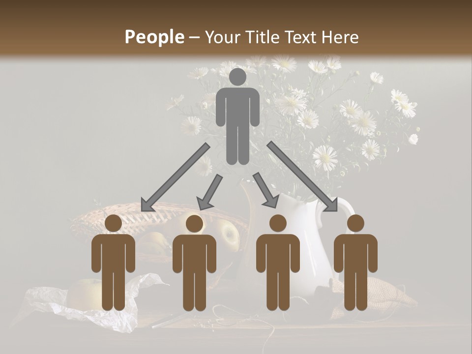 A Vase Of Daisies And Apples On A Table PowerPoint Template