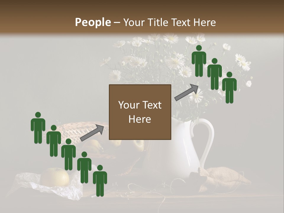 A Vase Of Daisies And Apples On A Table PowerPoint Template