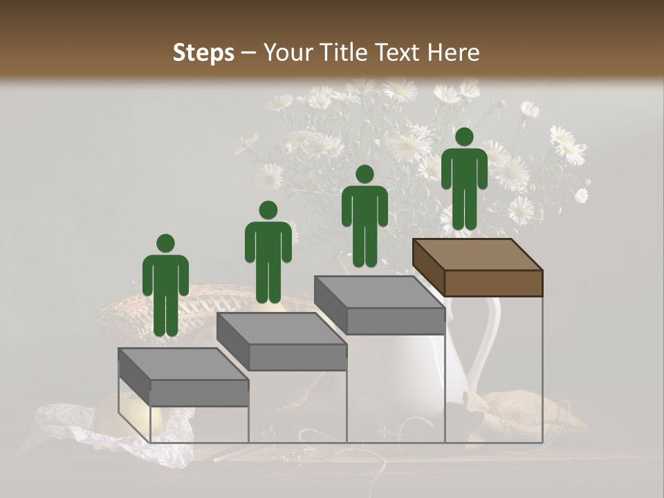 A Vase Of Daisies And Apples On A Table PowerPoint Template