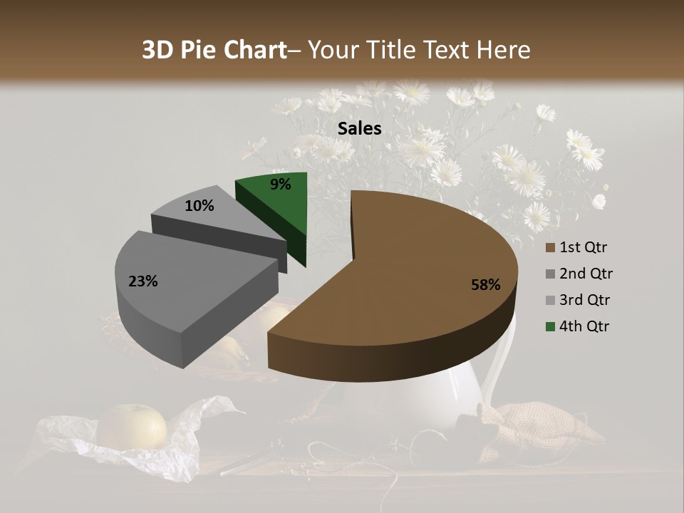 A Vase Of Daisies And Apples On A Table PowerPoint Template