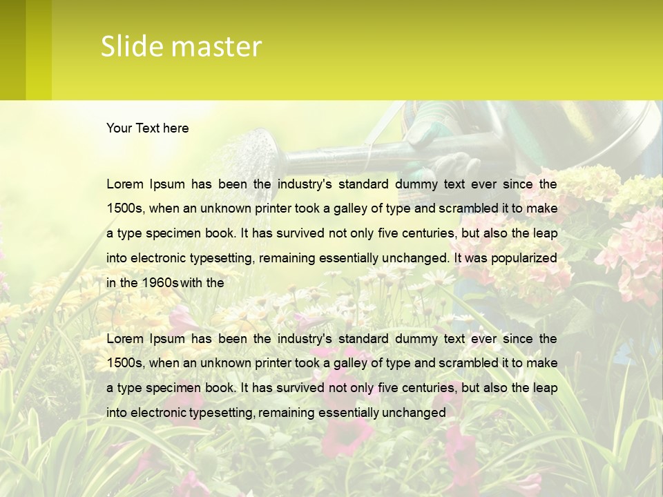 A Person Watering Flowers With A Watering Can PowerPoint Template