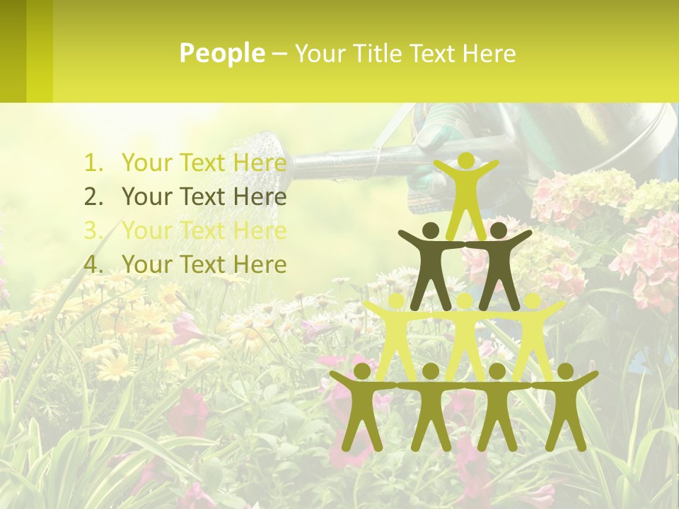A Person Watering Flowers With A Watering Can PowerPoint Template