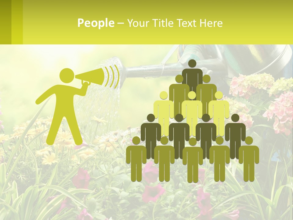 A Person Watering Flowers With A Watering Can PowerPoint Template