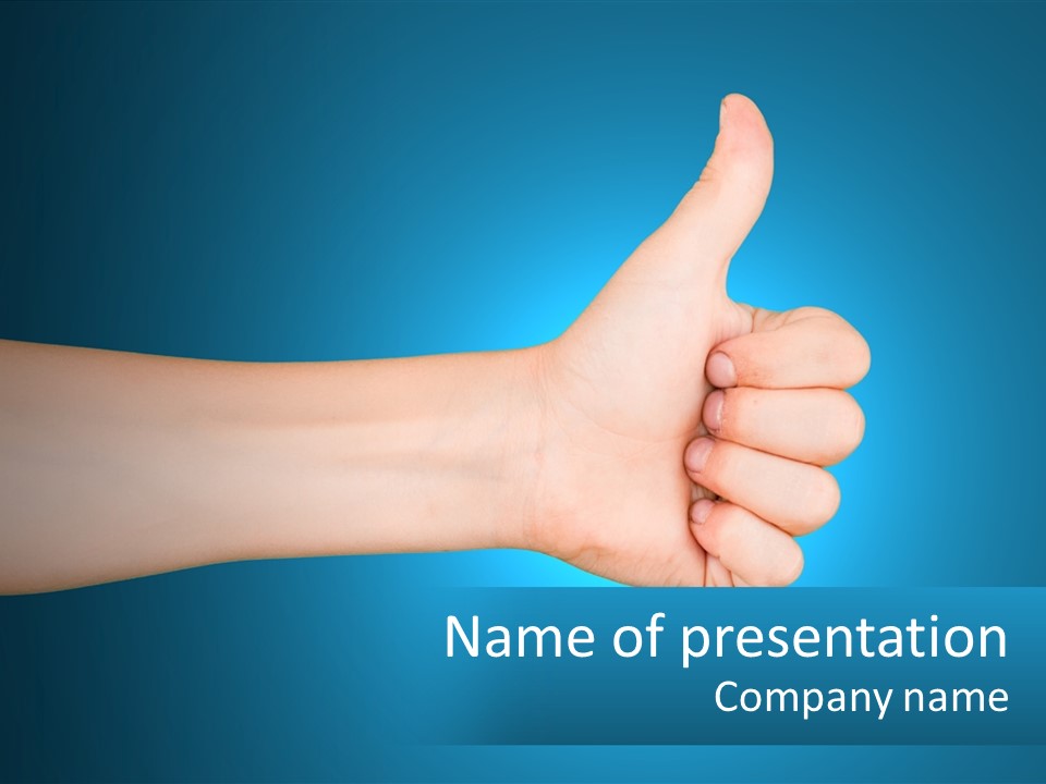 A Hand Giving A Thumbs Up With A Blue Background PowerPoint Template