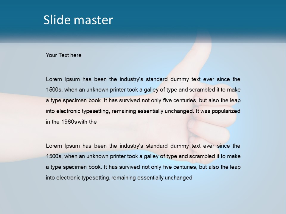 A Hand Giving A Thumbs Up With A Blue Background PowerPoint Template