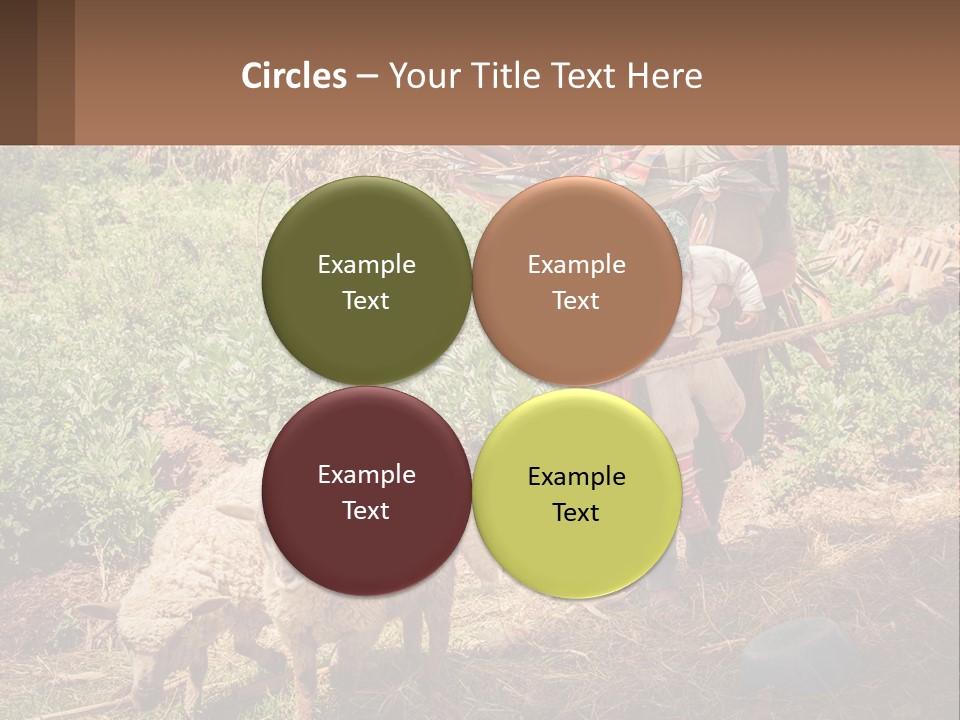 A Woman With A Child And A Sheep In A Field PowerPoint Template