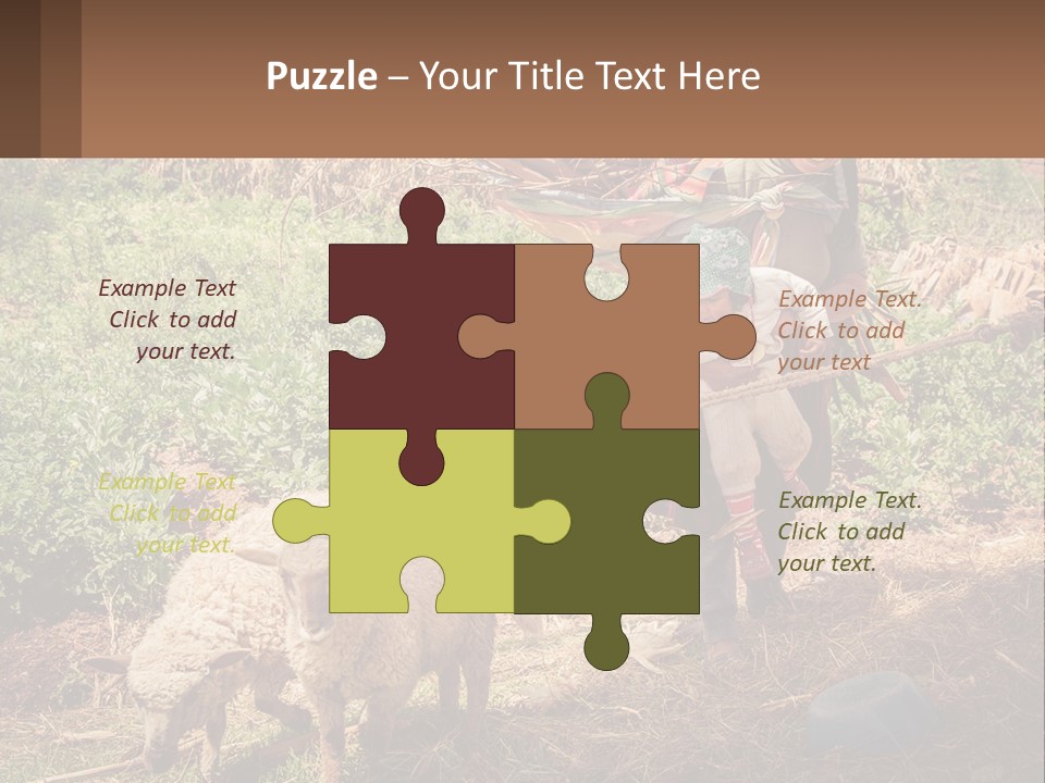A Woman With A Child And A Sheep In A Field PowerPoint Template