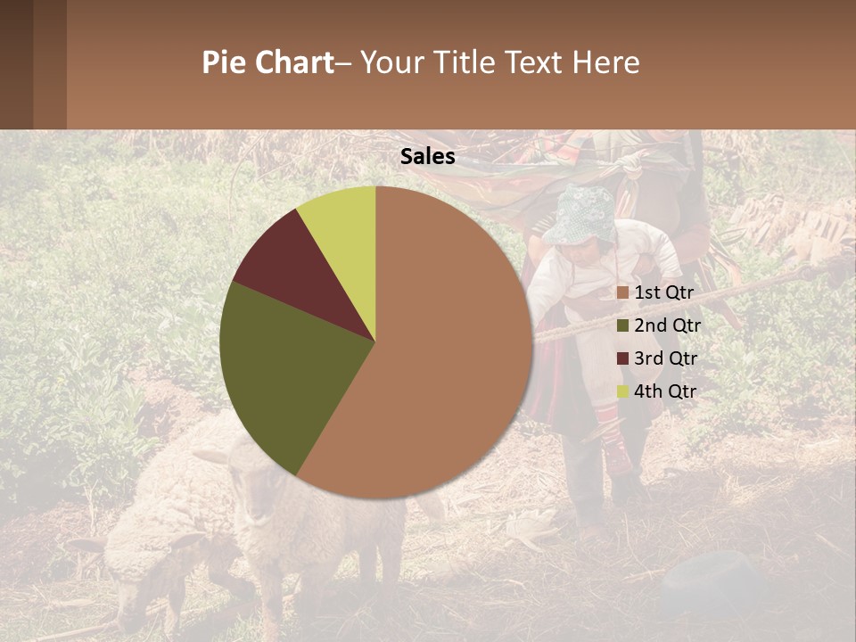 A Woman With A Child And A Sheep In A Field PowerPoint Template